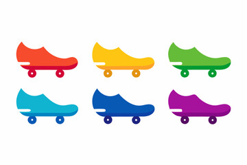 set of Skate Icon vector silhouette illustration isolated on white background