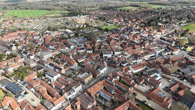 Holt ,town centre  North Norfolk UK drone,aerial