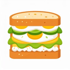 Delightful sandwich with vibrant layers bread, eggs, avocado, and lettuce. A tasty, colorful meal, perfect for lunch or breakfast