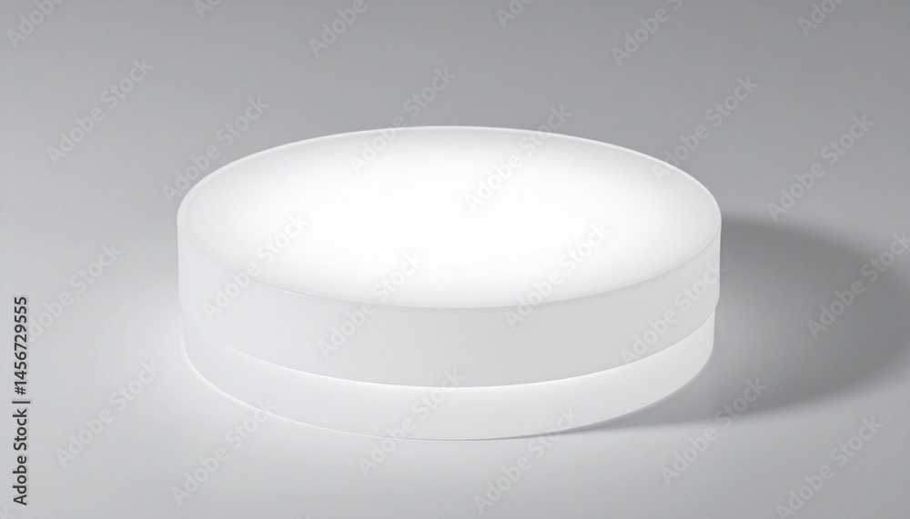 Poster illuminated round display object studio 3d render minimalistic neutral background modern design conc