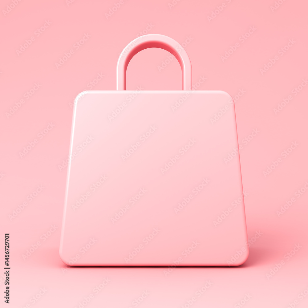 Aufkleber Blank 3d shopping bag sign icon isolated on pink pastel color background minimal creative idea conceptual 3D rendering