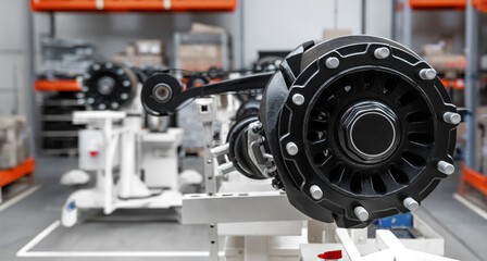Fototapeta premium car axles at the factory zoom in