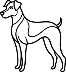 Dog one line drawing, Dog continuous one line art drawing of outline, vector illustration