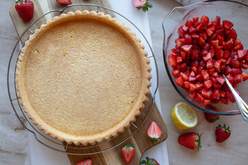 German sponge cake base for making a strawberry cake