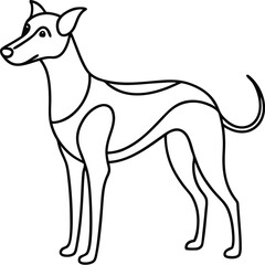 Dog one line drawing, Dog continuous one line art drawing of outline, vector illustration