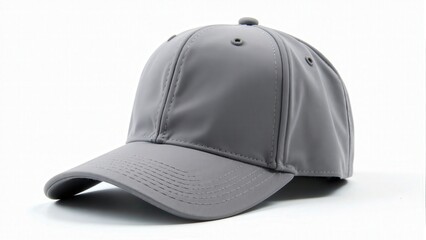 Fototapeta premium Gray Baseball Cap On White Background