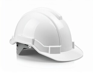 Fototapeta premium A pristine, white hard hat, smooth and structured, for safety and protection on construction