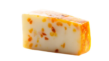 a piece of cheese with a white background