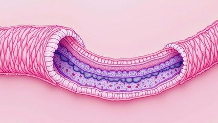 Schematic diagram of internal structure of blood vessels