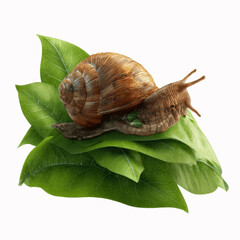 Snail on Lush Green Leaves - Nature Close-Up