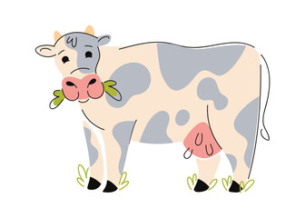 Cow farm animal hand drawn