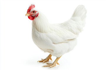 Fototapeta premium single white chicken on white background