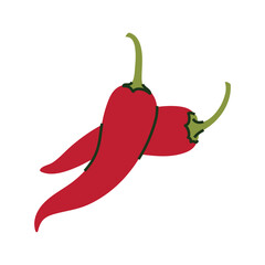 Stylized illustration of two red chili peppers.