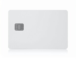 A plain, blank, white rectangular card with a square chip. It reflects softly