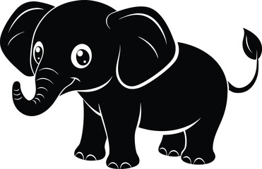 silhouette of elephants baby icon set, set of elephants silhouettes, set of elephants, elephants silhouettes vector, elephant cartoon illustration on white background.