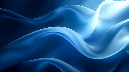 Fototapeta premium Smooth blue waves of light and shadow create an abstract, flowing, and serene visual effect.