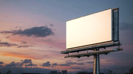 Blank Horizontal Billboard in Public Space, 3D Rendering of Empty Outdoor Advertising Display, Urban Environment Mockup for Marketing, Branding, Commercial Promotion, and Digital Design Presentations