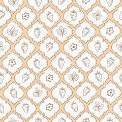 Strawberry doodle vector seamless pattern with graphic ornament background
