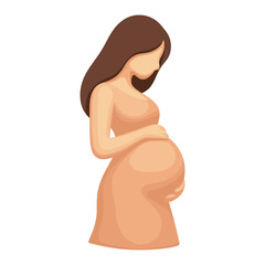 Pregnant caucasian female illustration – expecting mother silhouette