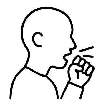 recommend clip art: Outline of person coughing into hand - health and hygiene awareness