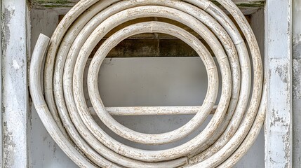 Abstract White Bamboo Rings Circular Wall Art Decor