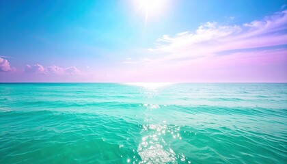 Obraz premium Serene sunset over tranquil ocean waters coastal paradise photography nature aerial perspective peaceful escape