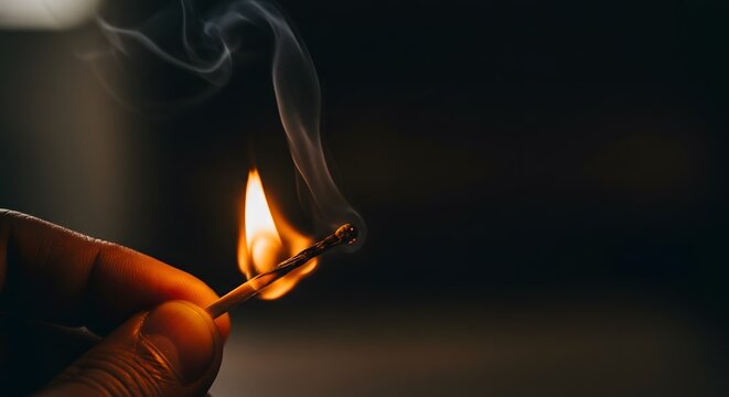 match on fire in hand