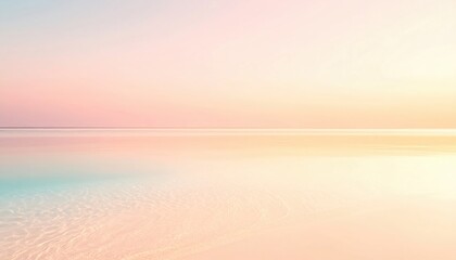 Fototapeta premium Serene sunrise reflection over calm waters coastal beach photography tranquil atmosphere wide angle peaceful nature scene