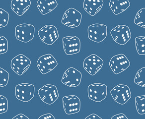 seamless pattern with dice on White Background. Vector