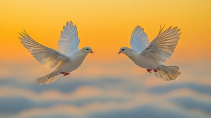 Fototapeta premium Birds flying in sunset sky