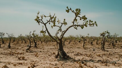 Fototapeta premium A barren desert landscape expanding due to climate change 