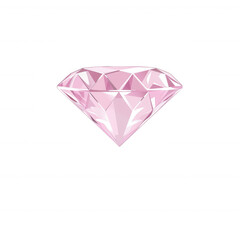 A beautiful pink diamond graphic, perfect for design projects. Bright and shiny with intricate facets, set against a white isolated background to highlight its elegance.