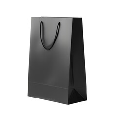 black paper shopping bag on transparent background