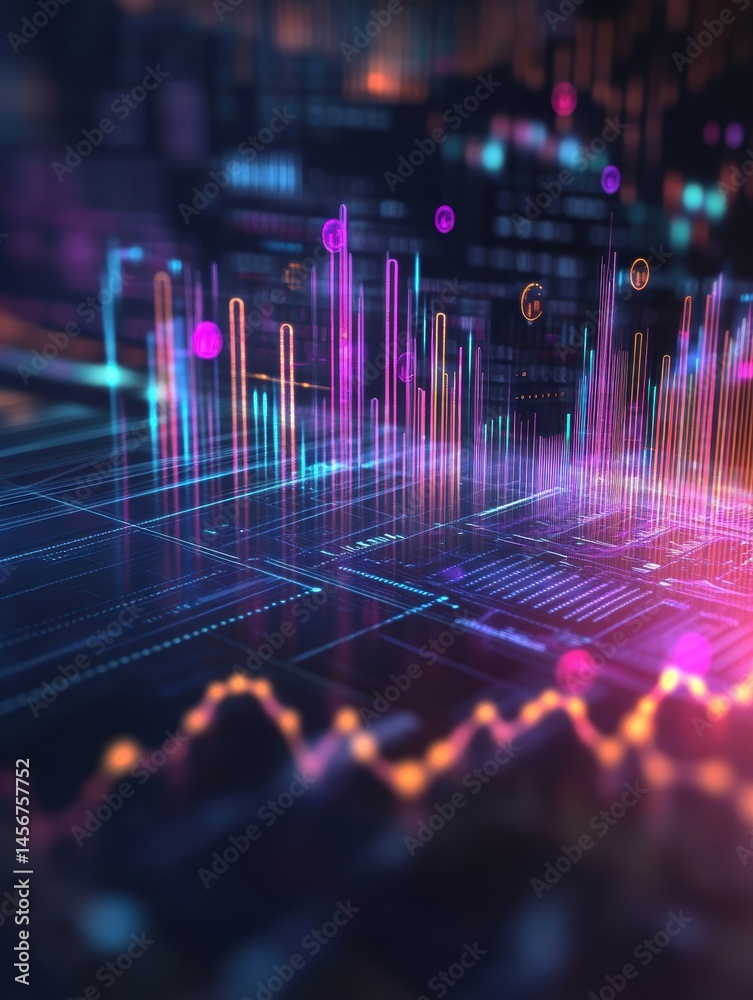 Poster abstract futuristic technology background with glowing lines and data visualization concept