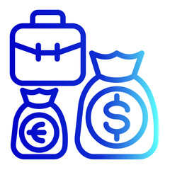 This is Money Bag icon from the Asset Management icon collection with an Outline Gradient style