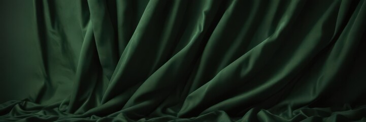 Obraz premium Deep green velvet backdrop, rich texture, dramatic folds, macro, design