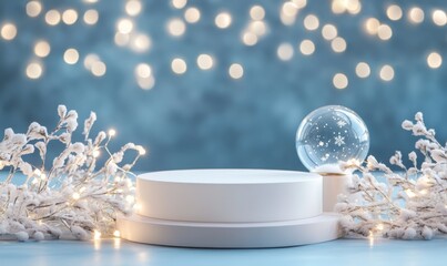 Snow Globe Display with Glittering Lights and Winter Decorations