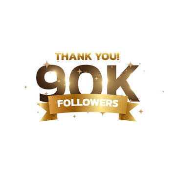 Thank you 90k followers background, greeting for fans. Followers thank you background design.