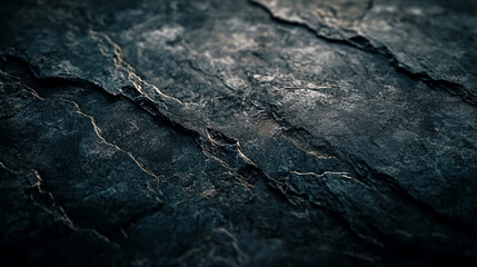 Close-up of the dark gray marble surface, showcasing its intricate veining and texture. The background is blurred to highlight the stone's features