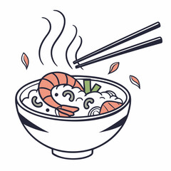 Steam Rice Bowl vector silhouette illustration isolated on white background