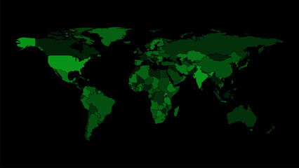 World map vector with isolated on white and black background. Modern vector world map. Silhouette map vector illustration.