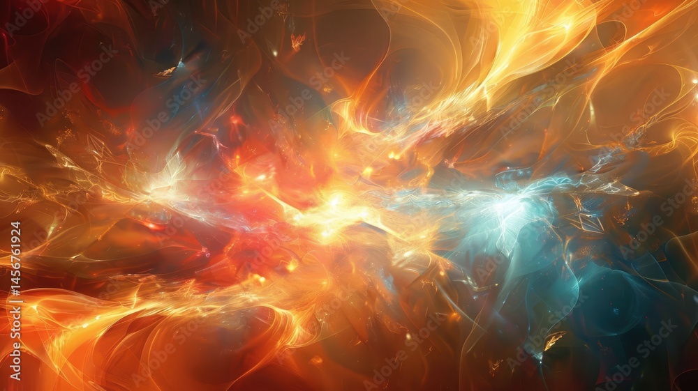 Poster explore the dynamic interplay of light and energy in this stunning abstract design. vivid colors and
