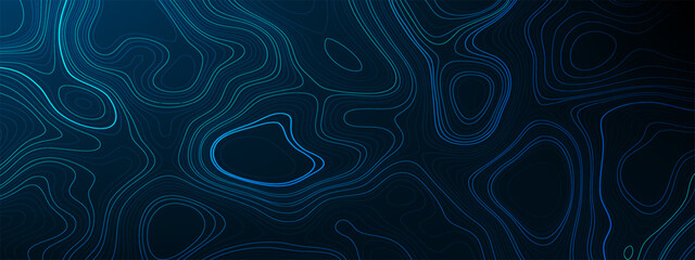 Topographic map patterns, topography line map. Vintage outdoors style.  a narrow topographic map on a dark blue background