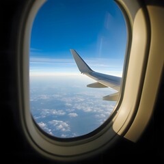 Fototapeta premium Window View of Airlines, Window View, Sky, Airplane