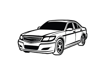 Fototapeta premium Silhouette of sedan isolated on a white background