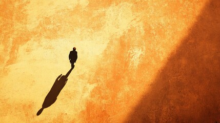 Solitary Figure Walking Towards the Light