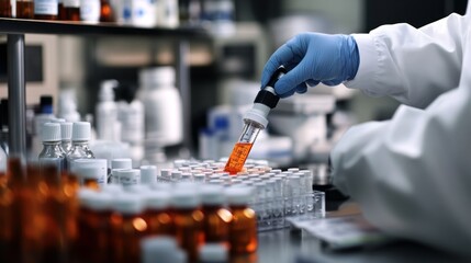 High-Tech Forensic Laboratory Analyzing Synthetic Drugs Samples