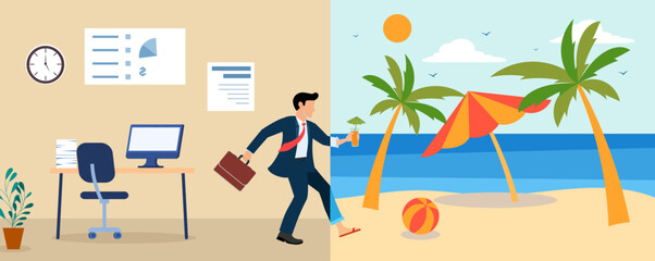businessman vacation leave enjoying work life balance at the beach time management workplace enjoying