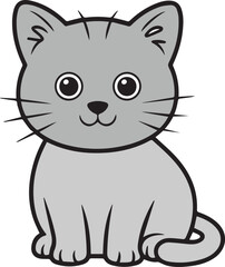 cute cat vector, cartoon kitty illustration, adorable cat drawing, playful cat clipart, kitten face vector, happy cat doodle, cat emoji style, smiling kitty art