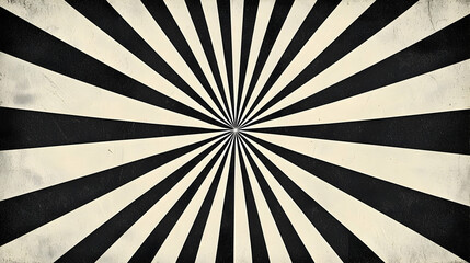 Radial black and white striped pattern on a textured background.  Intense radiating lines converge on a central point